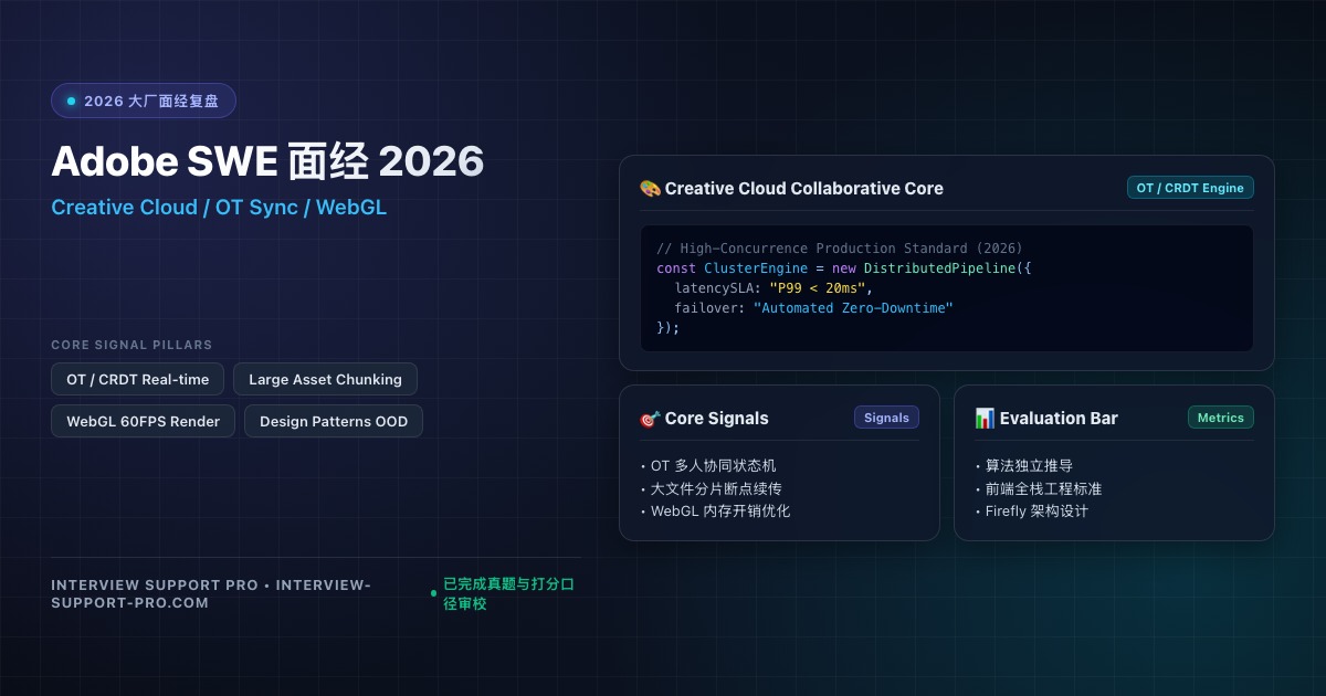 Adobe SWE 面经 2026 题型雷达与技术面试准备指南