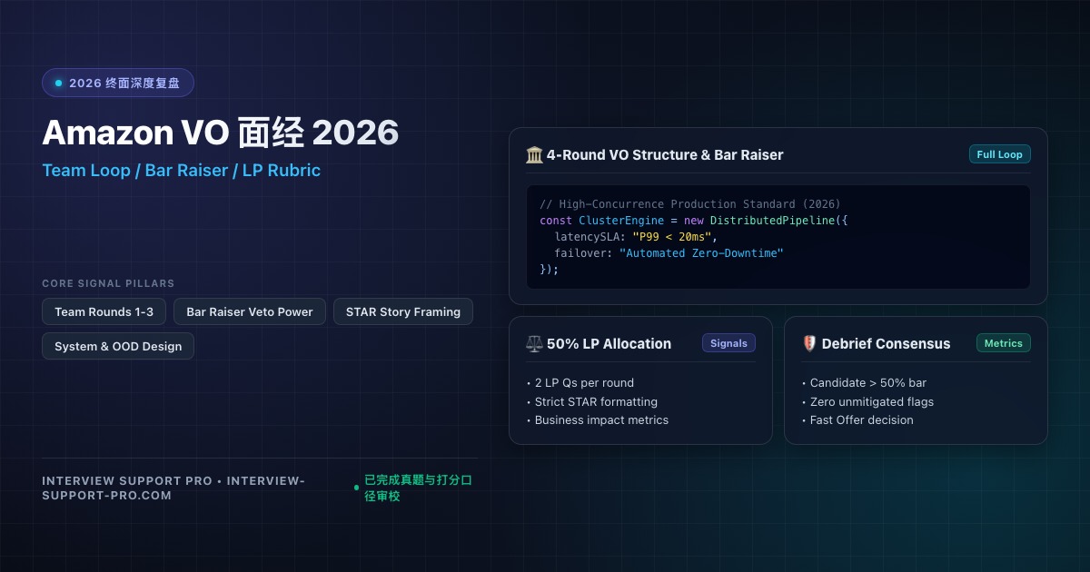 Amazon 2026 面经:VO 四轮结构、业务场景 Coding 与 AI 新考点拆解