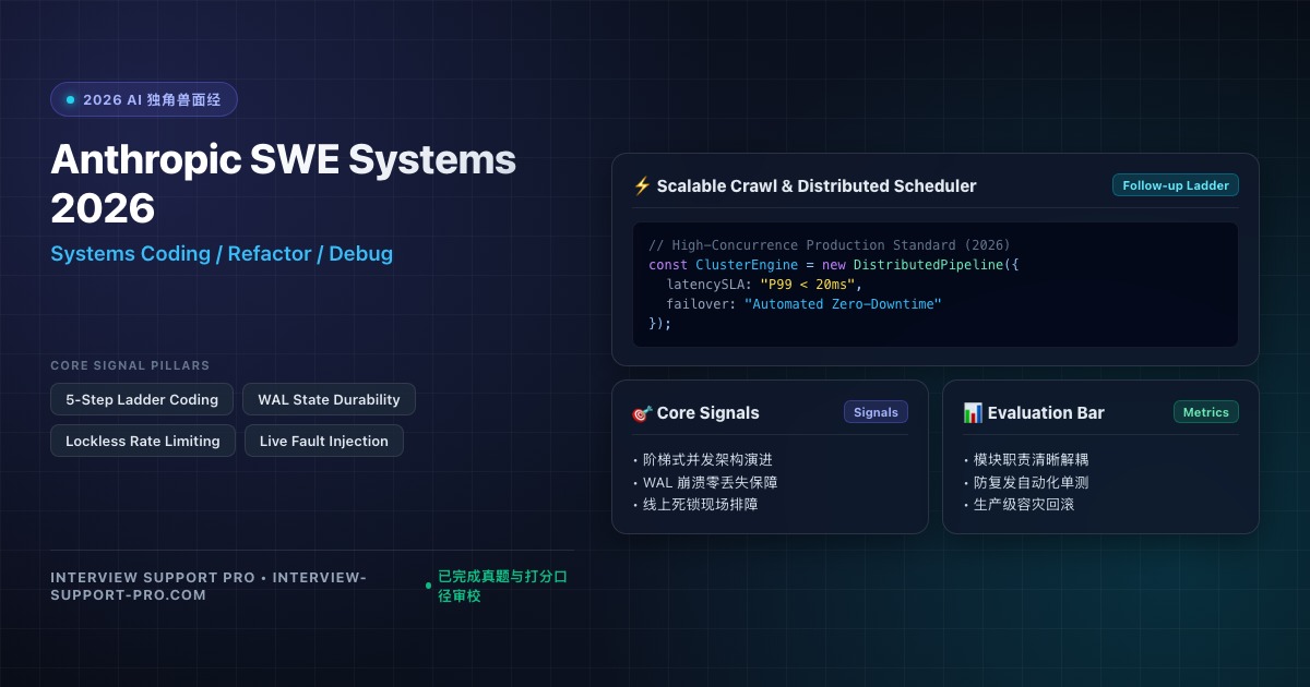 Anthropic SWE Systems 面经 2026 复杂小系统 Coding 与调试指南