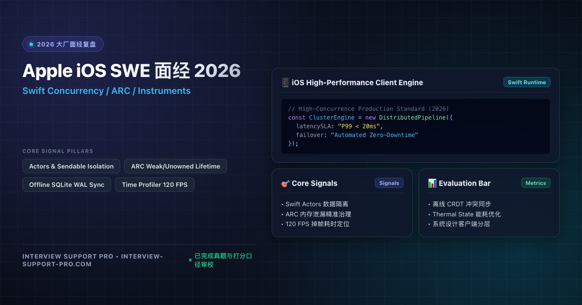 Apple iOS SWE 面经 2026 Swift 底层与系统设计指南