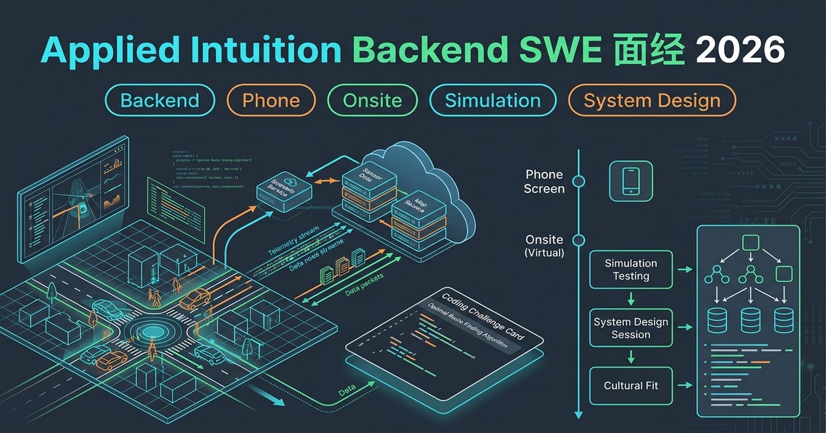 Applied Intuition Backend SWE 面经 2026：店面、Onsite、自动驾驶仿真场景题、Backend System Design 和 BQ 准备图