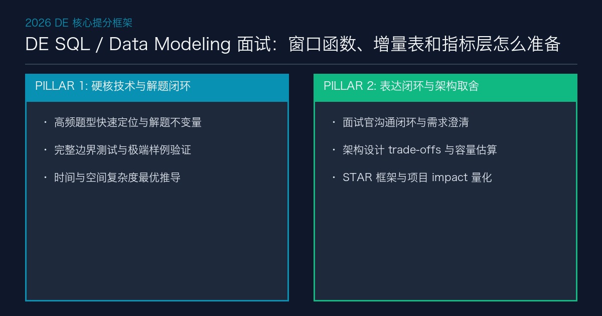 DE SQL / Data Modeling 面试：窗口函数、增量表和指标层怎么准备 备考指南与高频考点分析