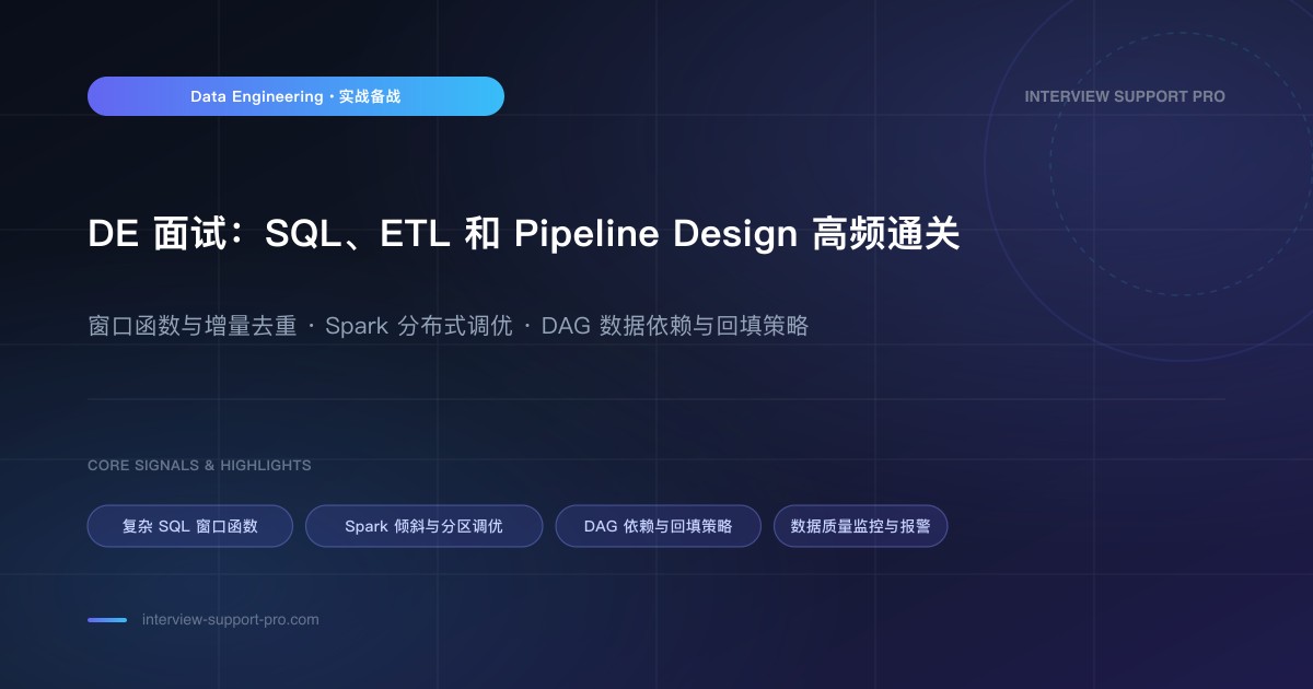 DE 面试：SQL、ETL 和 Pipeline Design 准备顺序 备考指南与高频考点分析