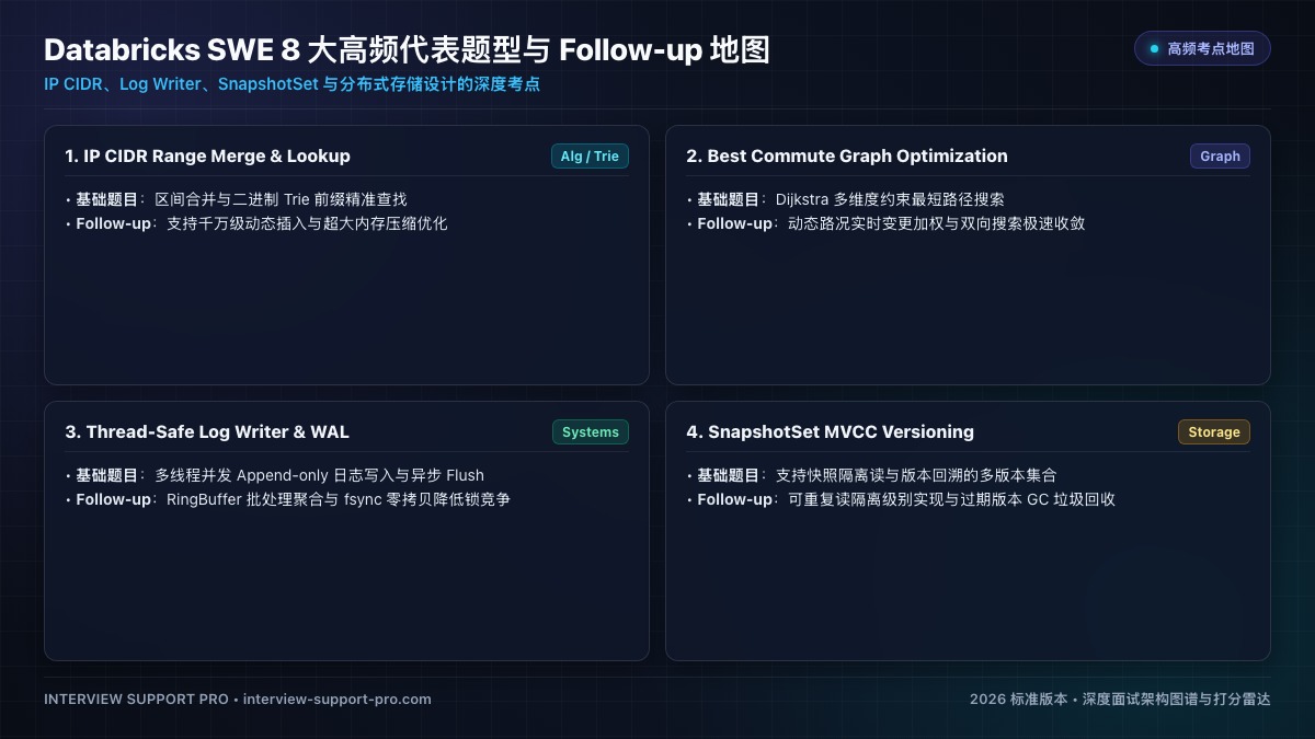 Databricks SWE 8 大高频代表题型与 Follow-up 地图