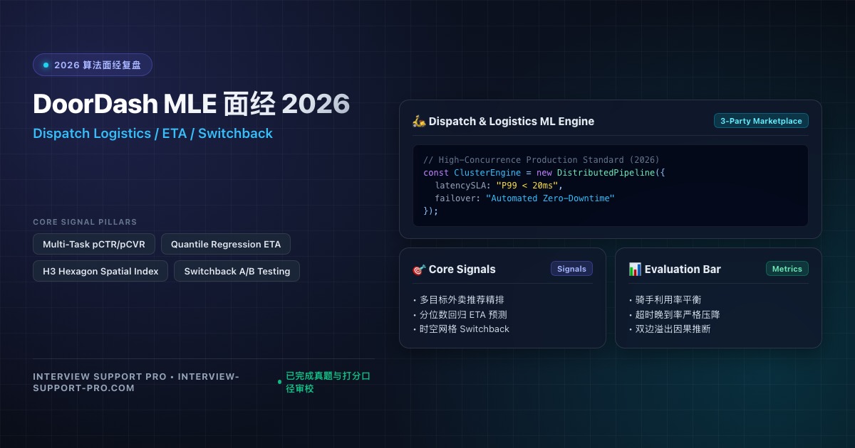 DoorDash MLE 面经 2026 推荐排序与配送履约算法指南