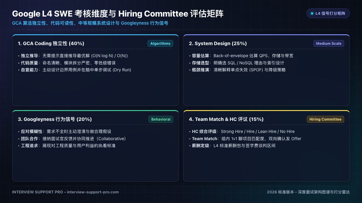 Google L4 SWE 考核维度与 Hiring Committee 评估矩阵