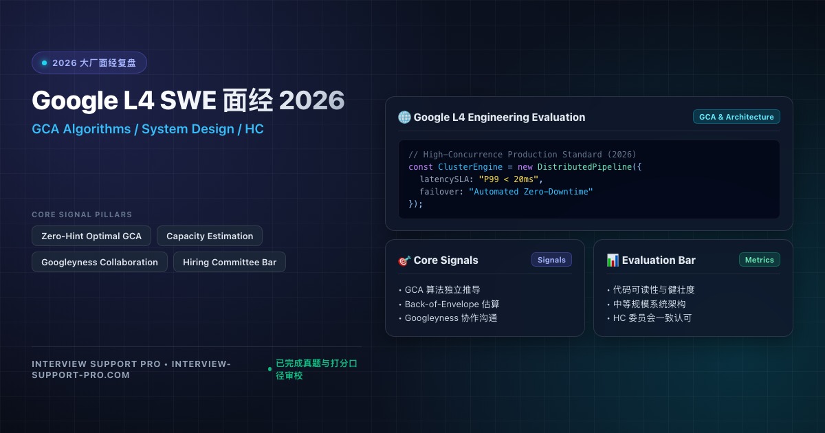 Google L4 SWE 面经 2026 GCA 算法独立性与系统设计指南