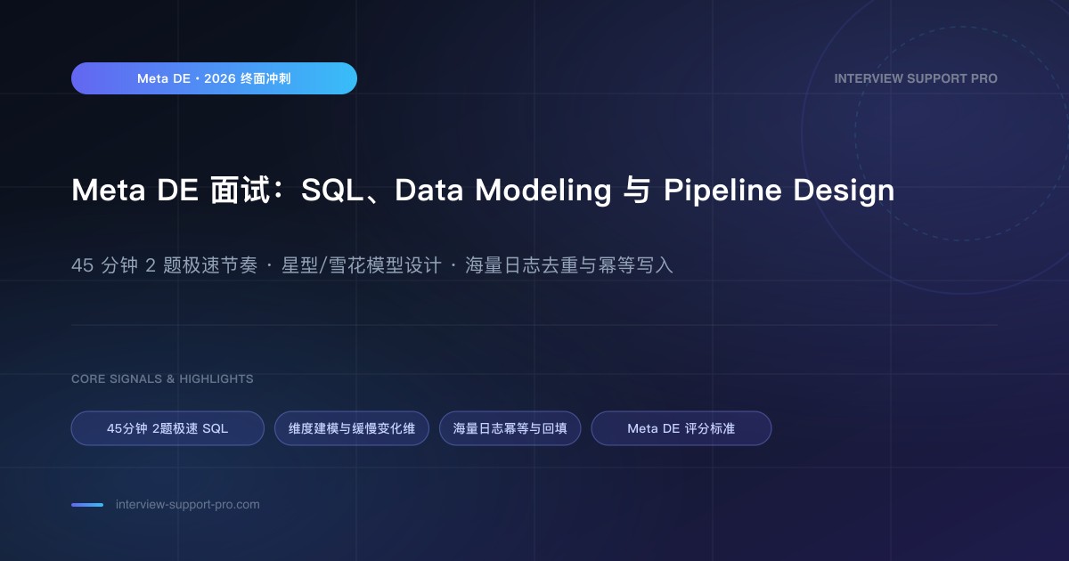 Meta DE 面试：SQL、Data Modeling 和 Pipeline 怎么准备 备考指南与高频考点分析
