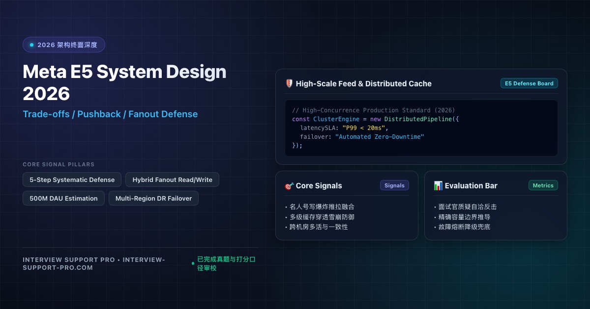 Meta E5 System Design 面经 2026 架构推演与权衡防御指南