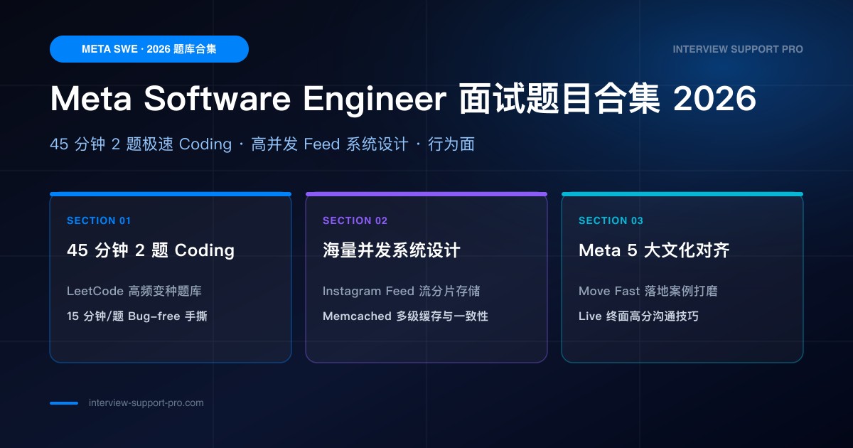 Meta SWE VO 面试四轮结构：Coding x2、BQ、System Design
