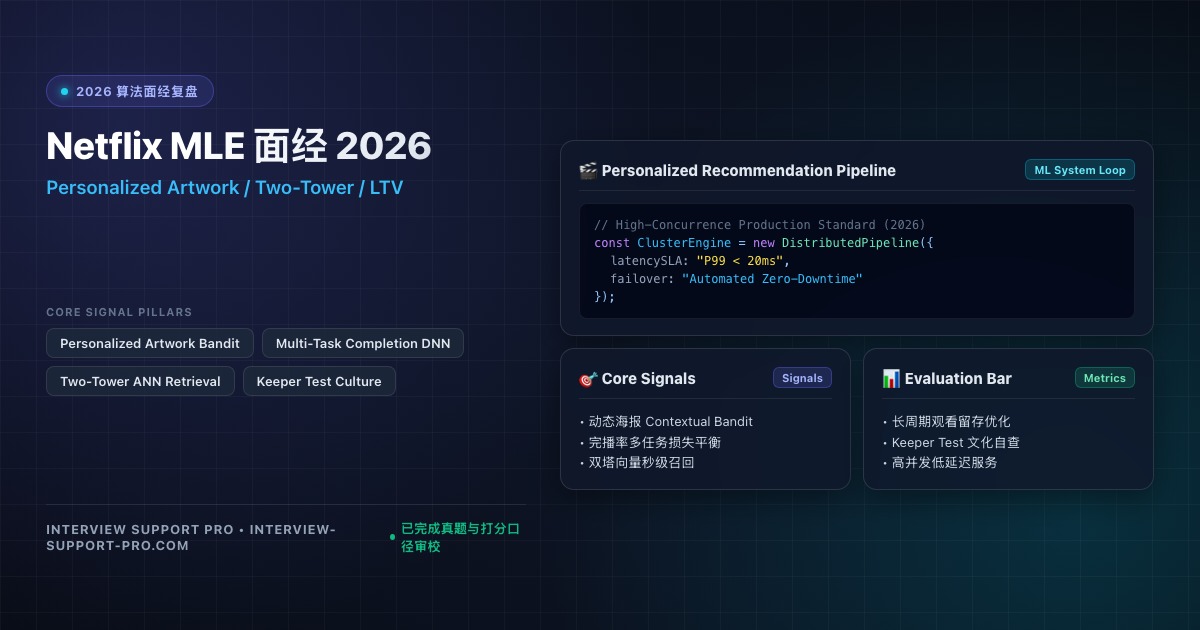 Netflix MLE 面经 2026 推荐闭环与多任务精排指南