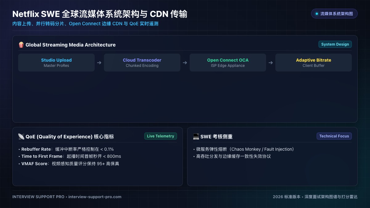 Netflix SWE 全球流媒体系统架构与 CDN 传输图