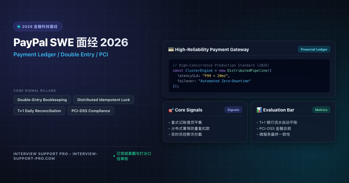 PayPal SWE 面经 2026 支付交易系统与分布式账本指南