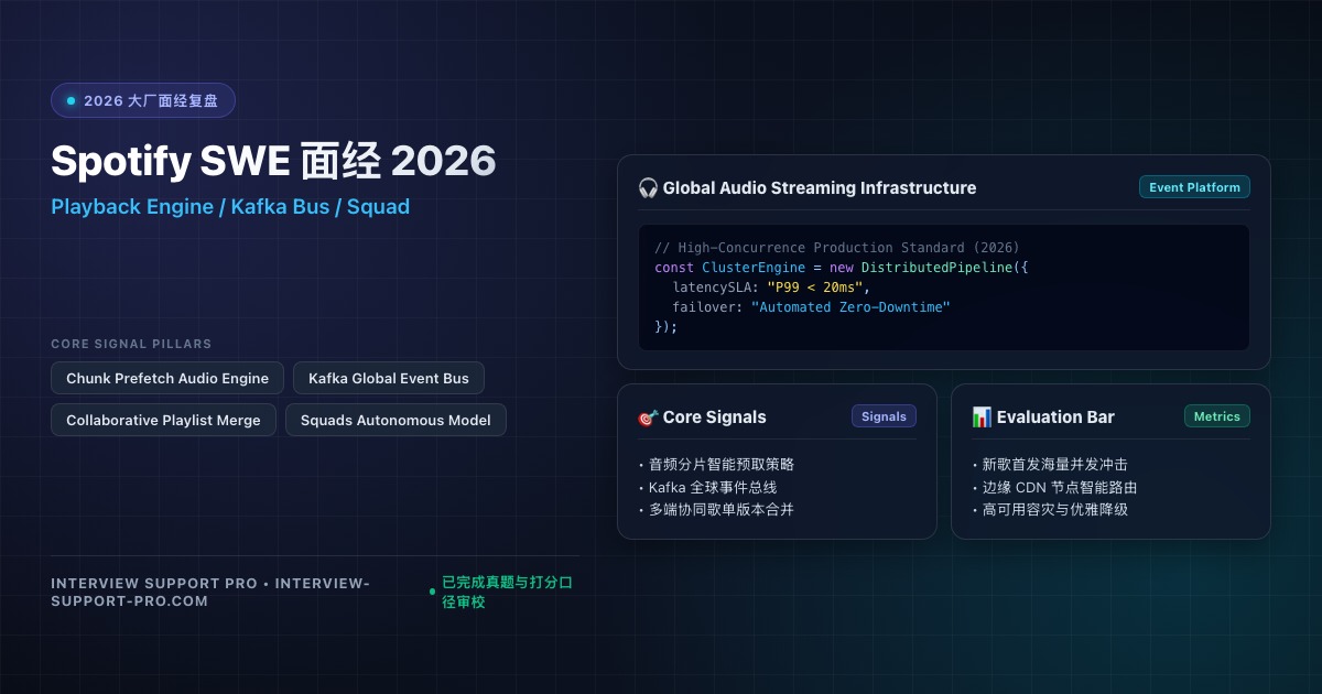 Spotify SWE 面经 2026 音频流分发与事件总线系统指南