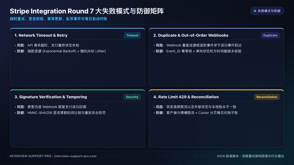 Stripe Integration Round 7 大失败模式与防御矩阵