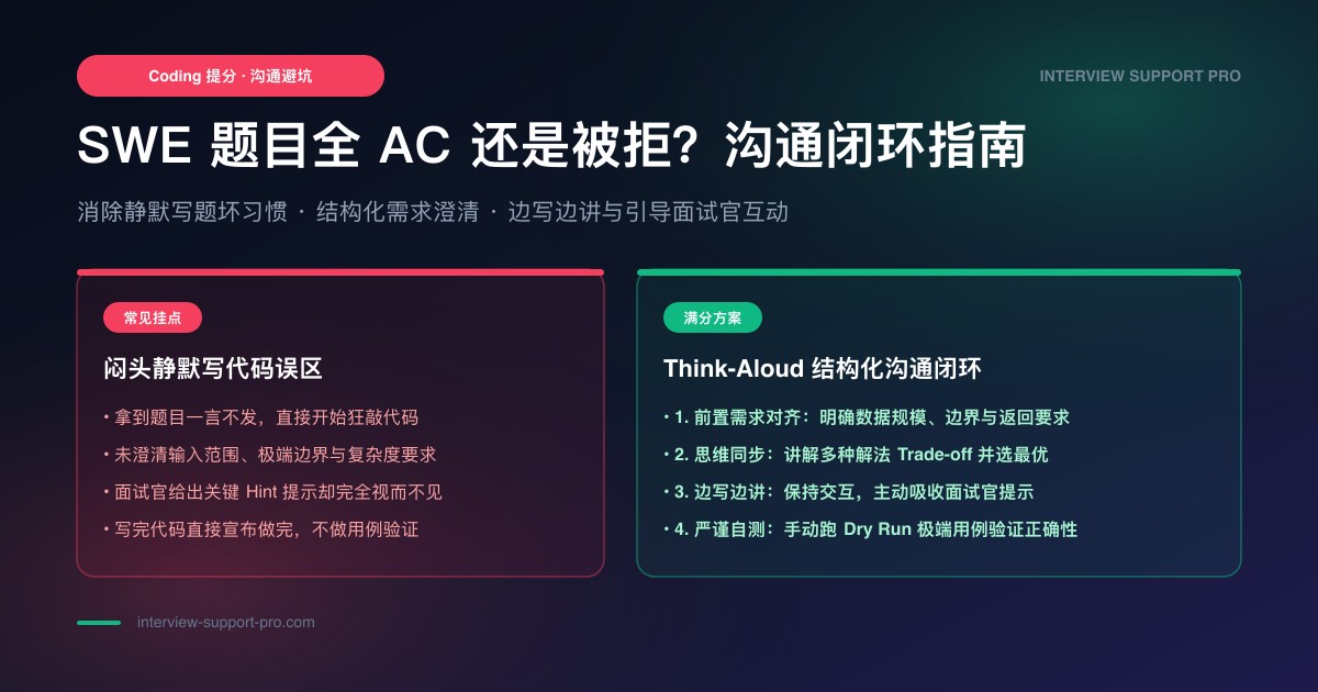 SWE 题做出来还挂：沟通闭环怎么补 备考指南与高频考点分析