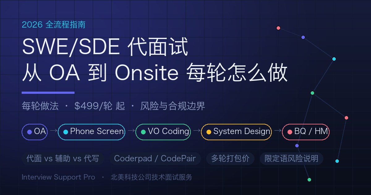 SWE/SDE 代面试全流程指南 2026:OA 到 Onsite 各轮做法、报价口径与风险边界